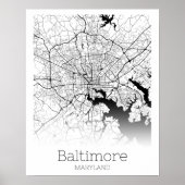 Modern Baltimore City Map Poster (Voorkant)