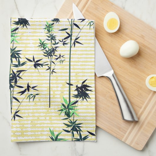 Modern Bamboe & Geel Theedoek (Quarter Fold)