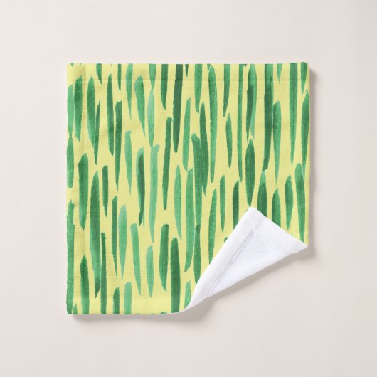 Modern Bamboo Pattern Tiki Vibe Green Bad Handdoek (Wasdoekje)