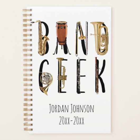 Modern Band Geek Musical Instrument Uw eigen naam Planner (Voorkant)