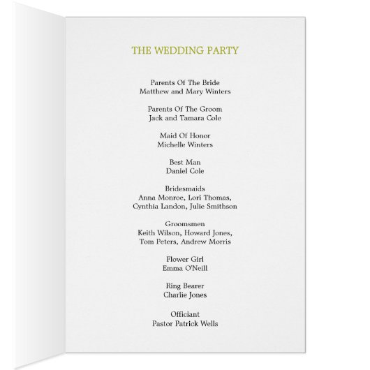 Modern Band Wedding Programme (Limoen) (Binnen (Rechts))