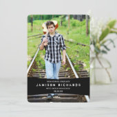 Modern Banner Afstudeerder Party Invitation / Zwar Kaart (Staand voorkant)