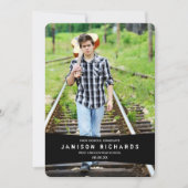 Modern Banner Afstudeerder Party Invitation / Zwar Kaart (Voorkant)