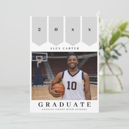 Modern Banner Graduate Announcement Kaart (Staand voorkant)