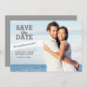 Modern Banner Save the Date Wedding Photo Card (Voorkant / Achterkant)