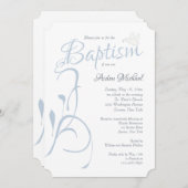Modern Baptism Blue Invitation Kaart (Voorkant / Achterkant)