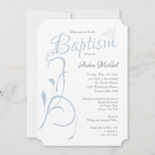 Modern Baptism Blue Invitation Kaart