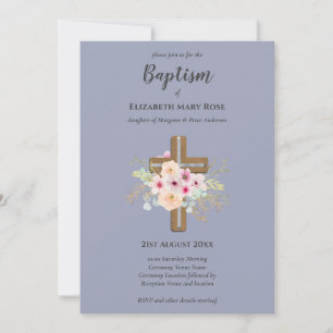 Modern BAPTISM Christening Bautizo INVITE FLORAL Kaart