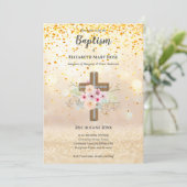 Modern BAPTISM Christening Bautizo INVITE FLORAL Kaart (Staand voorkant)