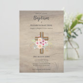 Modern BAPTISM Christening Bautizo INVITE FLORAL Kaart (Staand voorkant)
