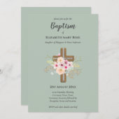 Modern BAPTISM Christening Bautizo INVITE FLORAL Kaart (Voorkant / Achterkant)