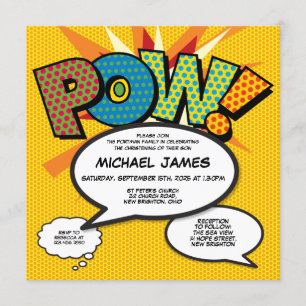 Modern Baptism Christening Fun Comic Book Foto Kaart