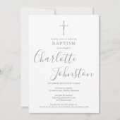 Modern Baptism Christening Silver Signature Kaart (Voorkant)