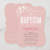 MODERN BAPTISM elegant design wit swirl roze Kaart (Voorkant / Achterkant)