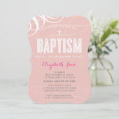 MODERN BAPTISM elegant design wit swirl roze Kaart (Staand voorkant)