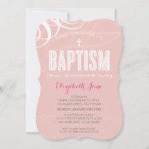 MODERN BAPTISM elegant design wit swirl roze