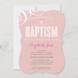 MODERN BAPTISM elegant design wit swirl roze Kaart