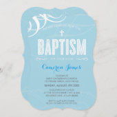 MODERN BAPTISM elegant design wit wervelblauw Kaart (Voorkant / Achterkant)
