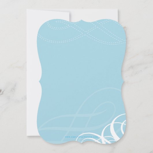 MODERN BAPTISM elegant design wit wervelblauw Kaart (Achterkant)