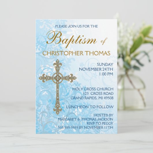 Modern Baptism Invitation Kaart (Staand voorkant)