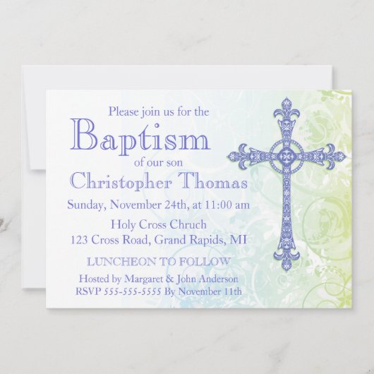 Modern Baptism Invitation Kaart (Voorkant)