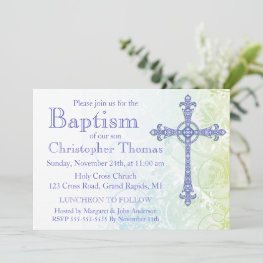 Modern Baptism Invitation Kaart (Staand voorkant)