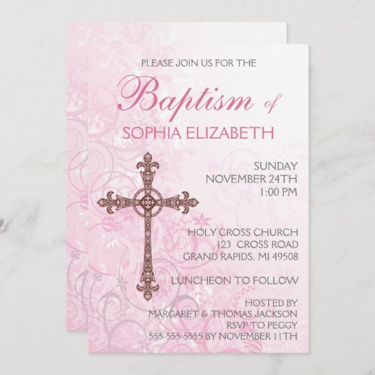 Modern Baptism Invitation Kaart (Voorkant / Achterkant)