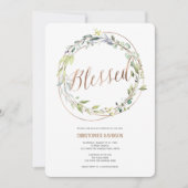 Modern, Baptism Invitation, Waterverf, Greenery Kaart (Voorkant)