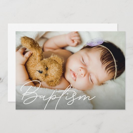 Modern Baptism Script Custom Photo Bedankkaart (Voorkant / Achterkant)