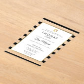 Modern Bar Bat Mitzvah Classic Black Stripe Gold Acryl Uitnodigingen (Laagn)