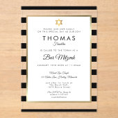 Modern Bar Bat Mitzvah Classic Black Stripe Gold Acryl Uitnodigingen (Voorkant)