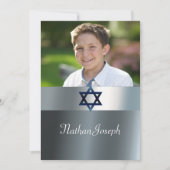 Modern, Bar Mitzvah, Aangepaste foto uitnodiging (Voorkant)