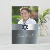 Modern, Bar Mitzvah, Aangepaste foto uitnodiging (Staand voorkant)
