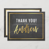 MODERN BAR MITZVAH bedankt gouden naam ANDREW grij (Voorkant / Achterkant)