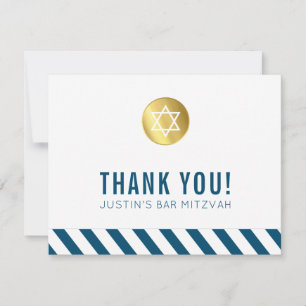 MODERN BAR MITZVAH bedankt gouden vlek wit blauw