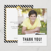 MODERN BAR MITZVAH bedankt gouden vlek wit zwart (Voorkant / Achterkant)