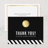 MODERN BAR MITZVAH bedankt gouden vlek zwart (Voorkant / Achterkant)