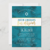 MODERN BAR MITZVAH blauwgroen blauw waterverf goud Kaart (Voorkant)