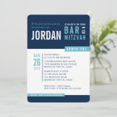 MODERN BAR MITZVAH cool vet blok marine aqua blauw Kaart (Staand voorkant)