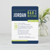 MODERN BAR MITZVAH cool vet blok marine lime groen Kaart (Staand voorkant)