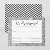 MODERN BAR MITZVAH dank u koele zilveren glitter Kaart (Voorkant / Achterkant)