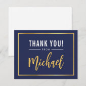 MODERN BAR MITZVAH dank u voor de goudnaam calligr Bedankkaart (Voorkant / Achterkant)