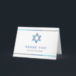 Modern Bar Mitzvah Dank u wel kaarten | Blauw   Bl<br><div class="desc">Eenvoudige moderne Bar Mitzvah bedankt je kaarten met Star van David design met blauwe,  blauwgroen en grijze accenten.</div>