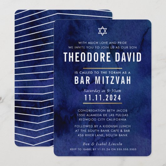 MODERN BAR MITZVAH donkerblauw patroon eenvoudig Kaart (Voorkant / Achterkant)