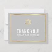 MODERN BAR MITZVAH eenvoudig dank u gouden ster gr Bedankkaart (Voorkant)