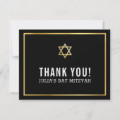 MODERN BAR MITZVAH eenvoudig dank u gouden ster gr Bedankkaart (Voorkant)