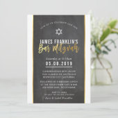 MODERN BAR MITZVAH grijs krijtbordpapier Kaart (Staand voorkant)