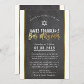 MODERN BAR MITZVAH grijs krijtbordpapier Kaart (Voorkant / Achterkant)