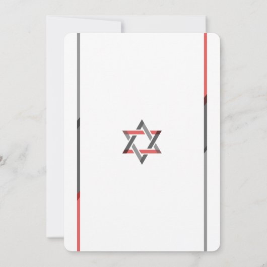 Modern Bar Mitzvah Invitaties | Rood en zwart Kaart (Achterkant)