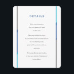 Modern Bar Mitzvah Invitation Insert | Blauw   Bla Informatiekaartje<br><div class="desc">Eenvoudige,  moderne Bar Mitzvah-uitnodigingen die voorzien zijn van blauwe,  blauwgroen en grijze accenten. Ontworpen om aan te sluiten bij onze moderne balie-Mitzvah-uitnodigingen.</div>